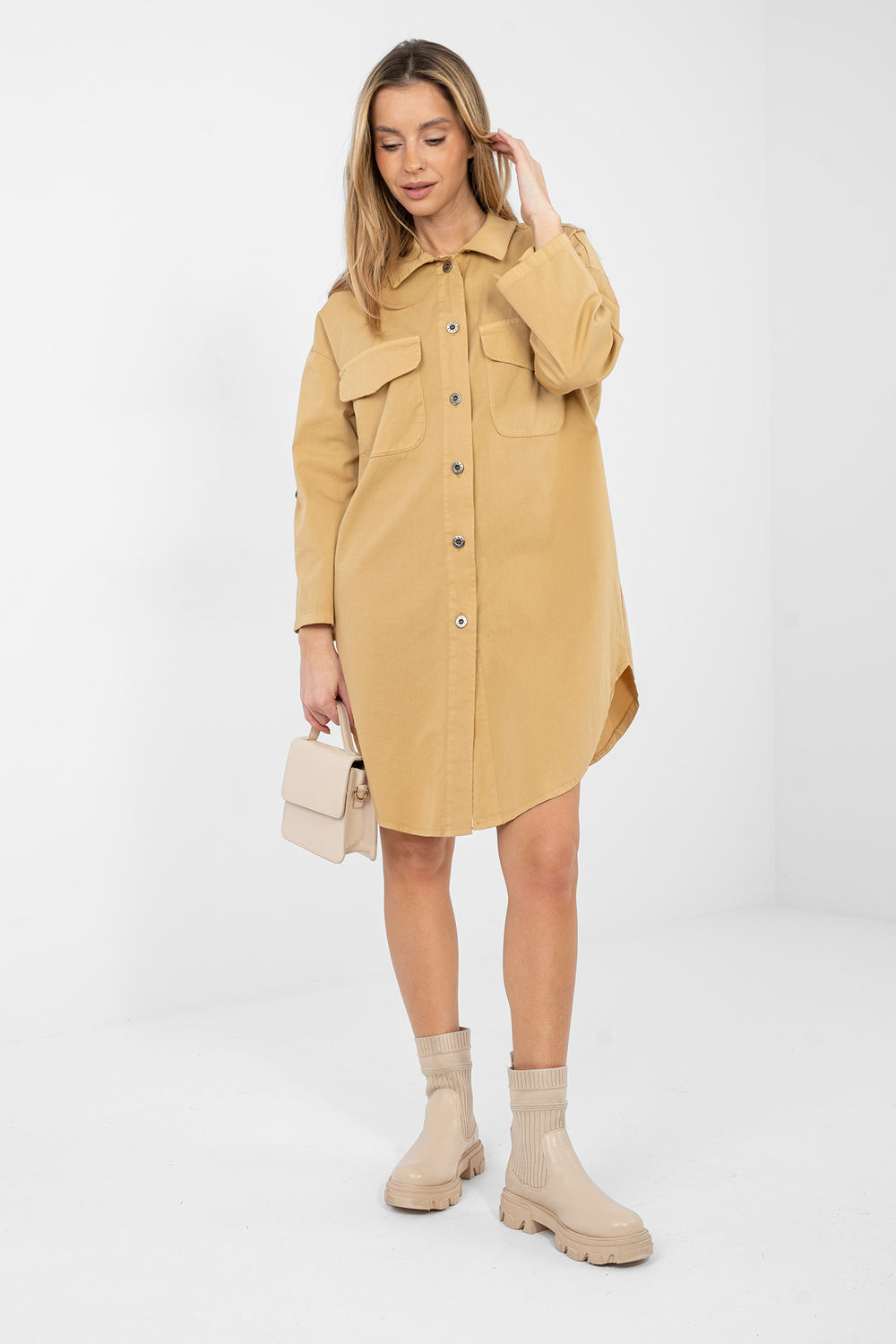 Sukienka Model IT-SK-FL6071.70 Camel - Rue Paris - obrazek 2