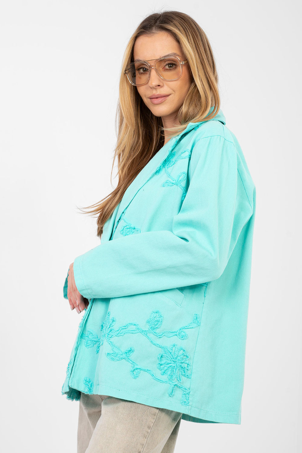 Marynarka Model IT-MA-FL9992.97 Turkus - Rue Paris - obrazek 2