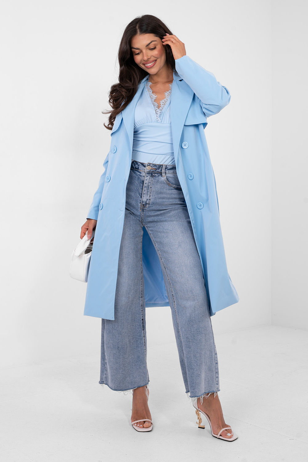 Płaszcz Damski Model IT-PL-FL8808.32 Light Blue - Rue Paris - obrazek 2