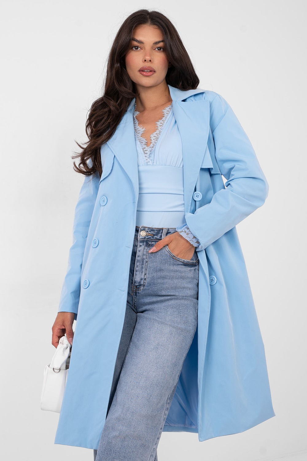Płaszcz Damski Model IT-PL-FL8808.32 Light Blue - Rue Paris - obrazek 4