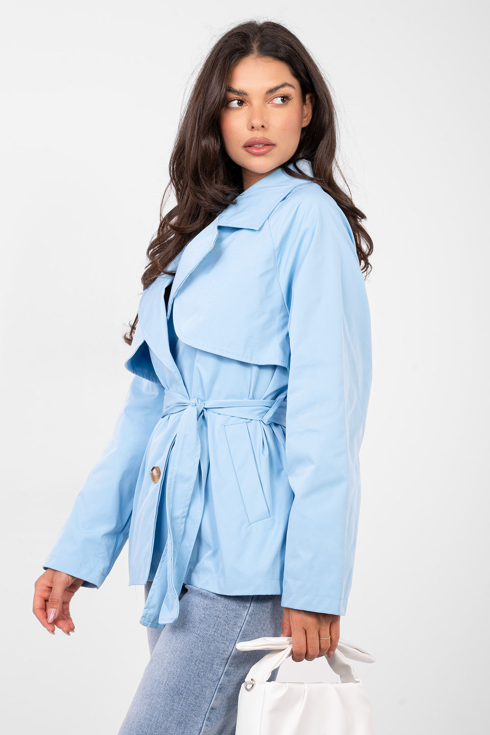 Płaszcz Damski Model IT-PL-FL10069.65 Light Blue - Rue Paris - obrazek 4