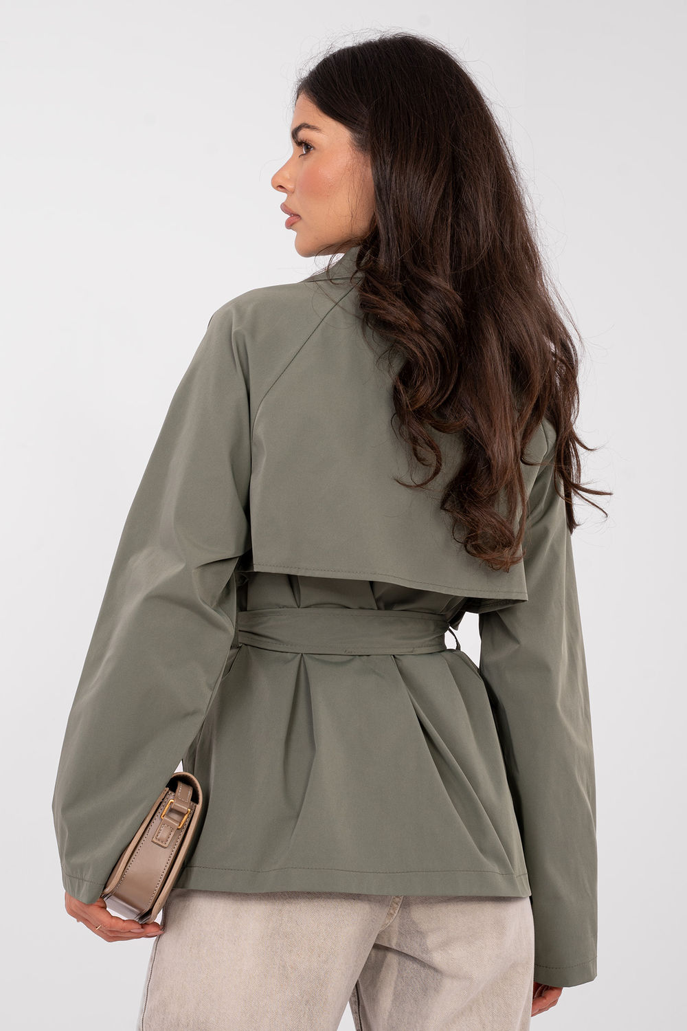 Płaszcz Damski Model IT-PL-FL10069.65 Khaki - Rue Paris - obrazek 3