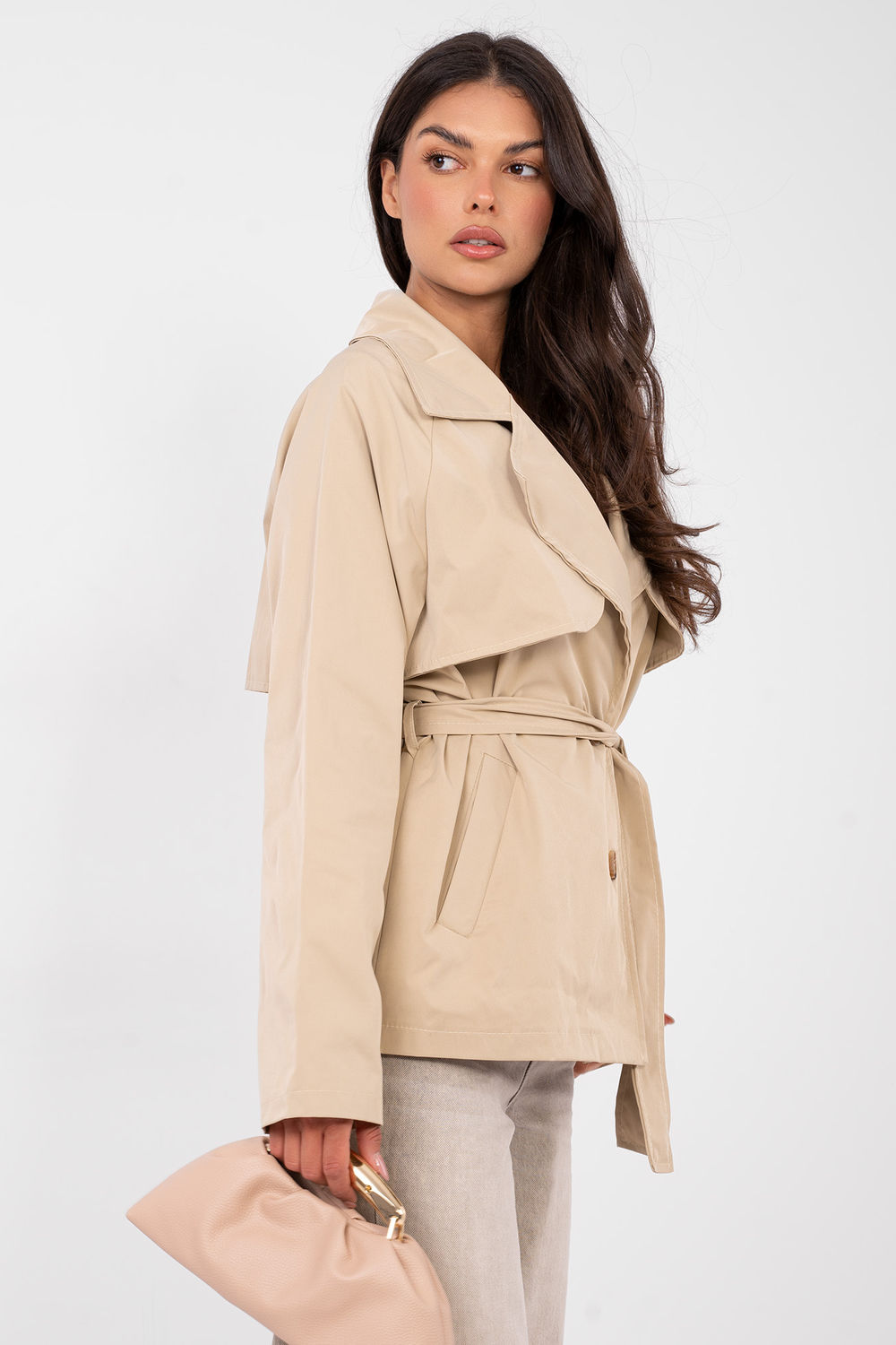 Płaszcz Damski Model IT-PL-FL10069.65 Camel - Rue Paris - obrazek 4