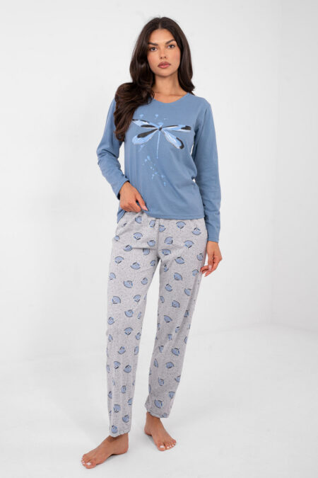 Piżama Damska Model DU-PI-FP-008.30 Grey/Blue - Forever Pink