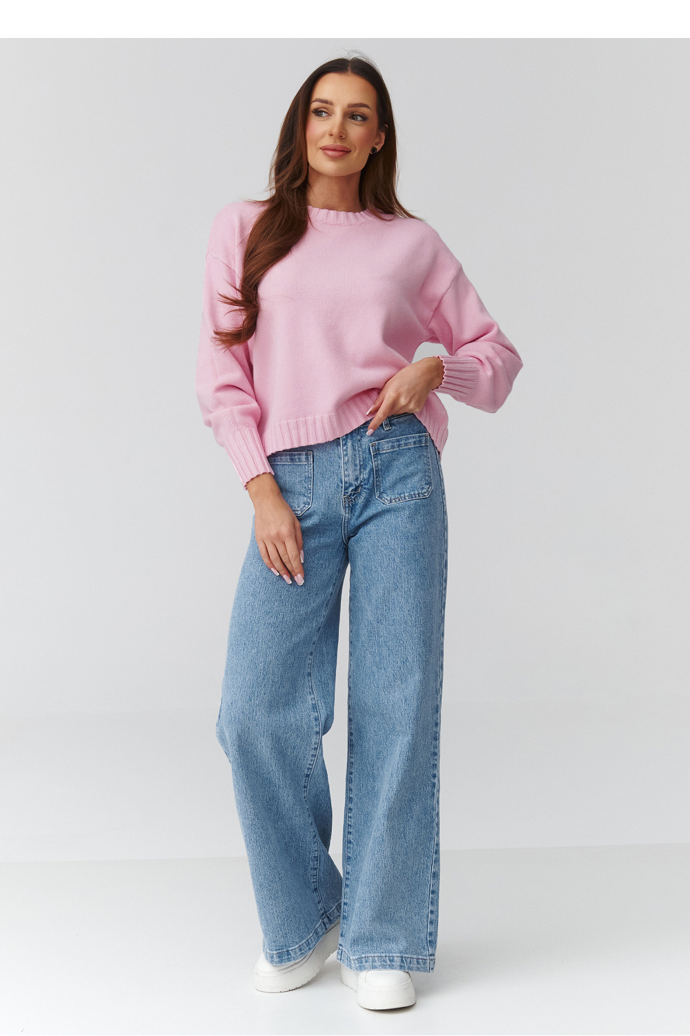 Sweter Damski Model C43 Powder Pink - Makadamia - obrazek 2