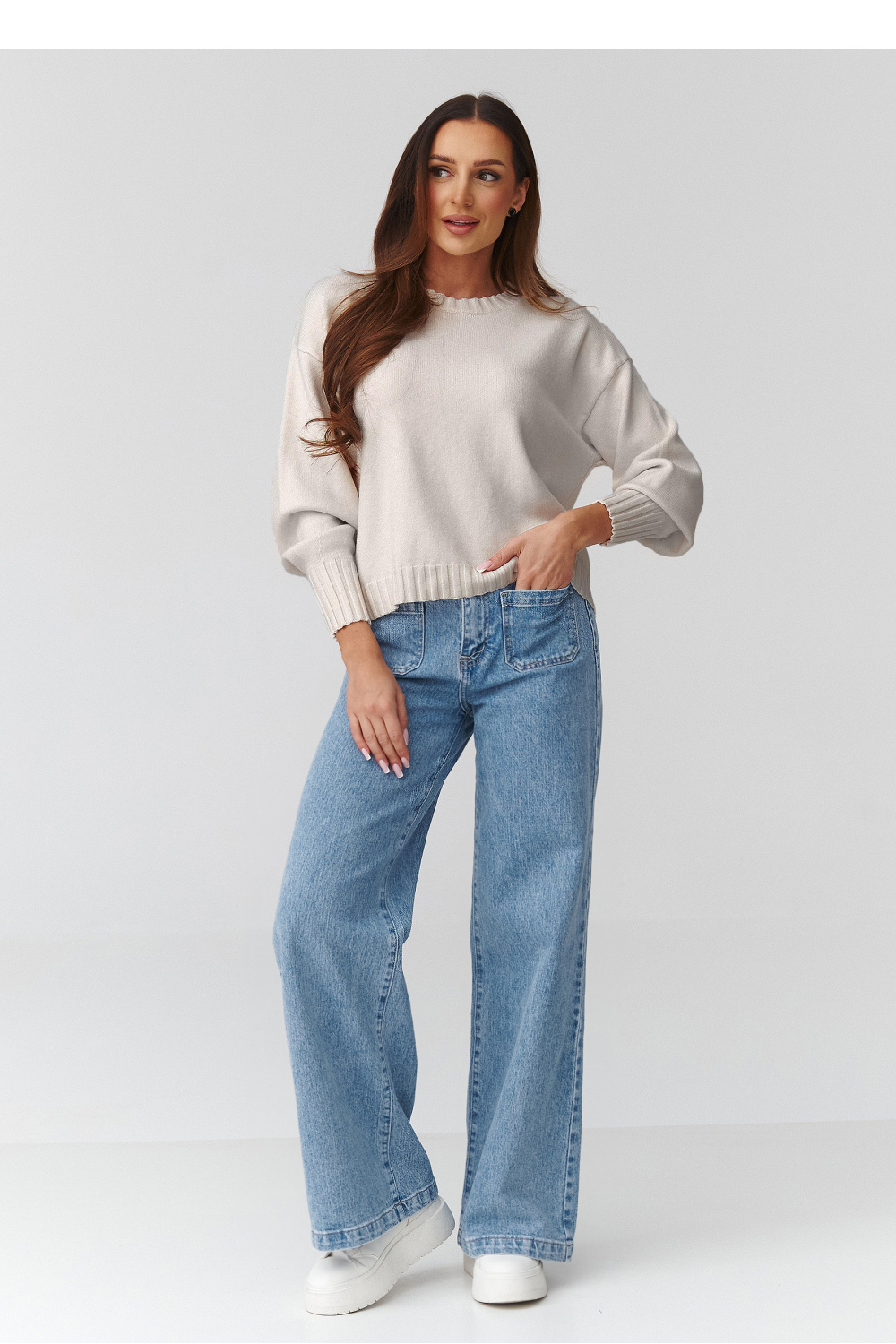 Sweter Damski Model C43 Light Beige - Makadamia - obrazek 2