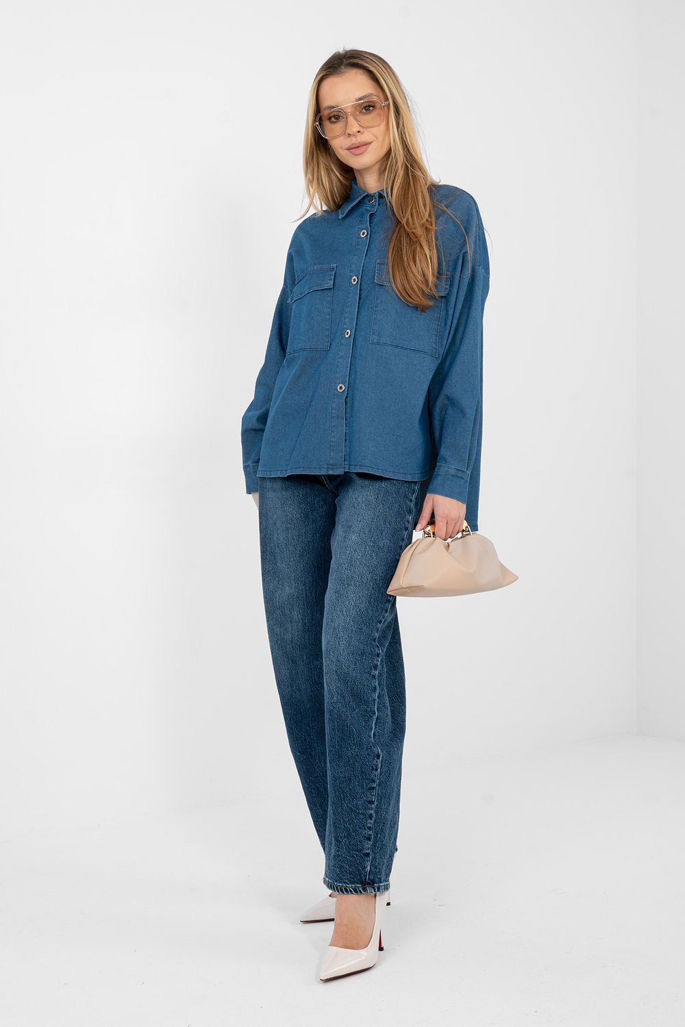 Koszula Damska Model IT-KS-FL9968.28 Blue - Italy Moda - obrazek 2