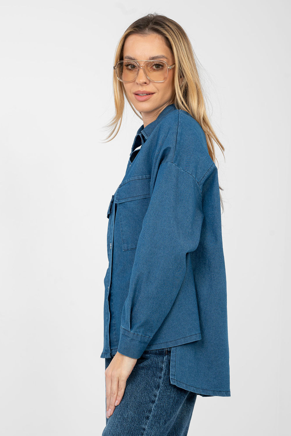 Koszula Damska Model IT-KS-FL9968.28 Blue - Italy Moda - obrazek 3
