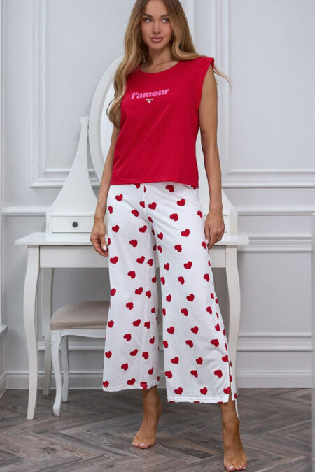 Piżama Damska Model Valentine 223590 Red/White - Pure Sin
