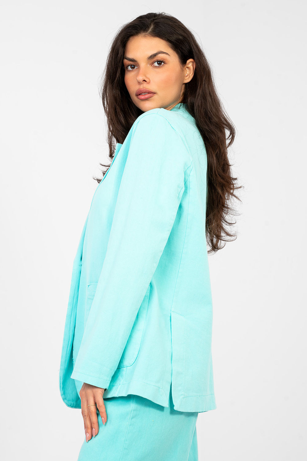 Marynarka Model IT-MA-FL7703.49 Turkus - Rue Paris - obrazek 3