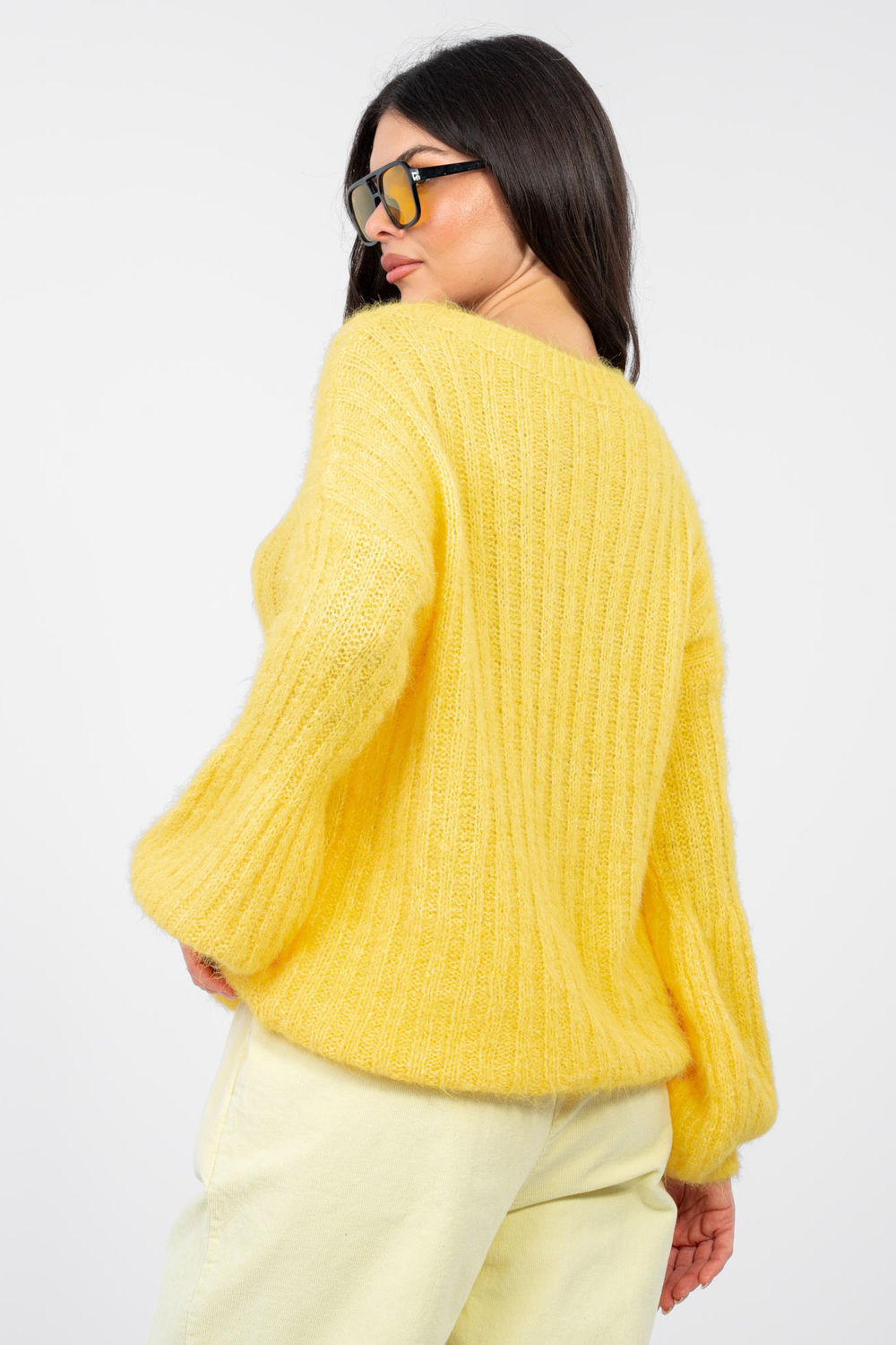 Sweter Damski Model MI-SW-9642.01 Yellow - Italy Moda - obrazek 3