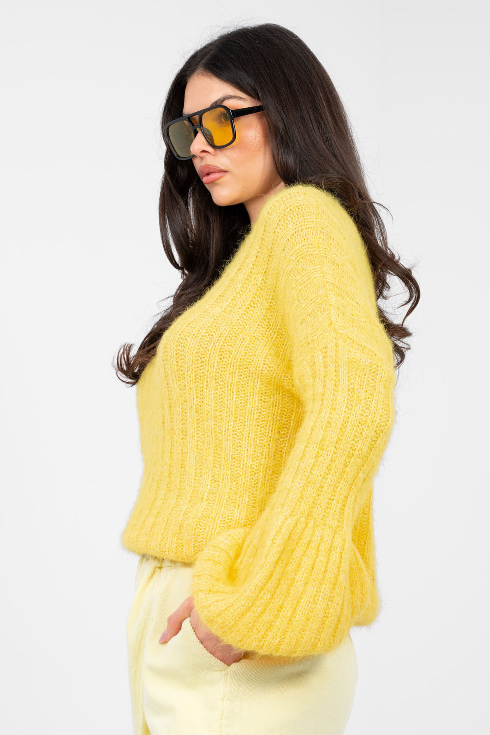 Sweter Damski Model MI-SW-9642.01 Yellow - Italy Moda - obrazek 4