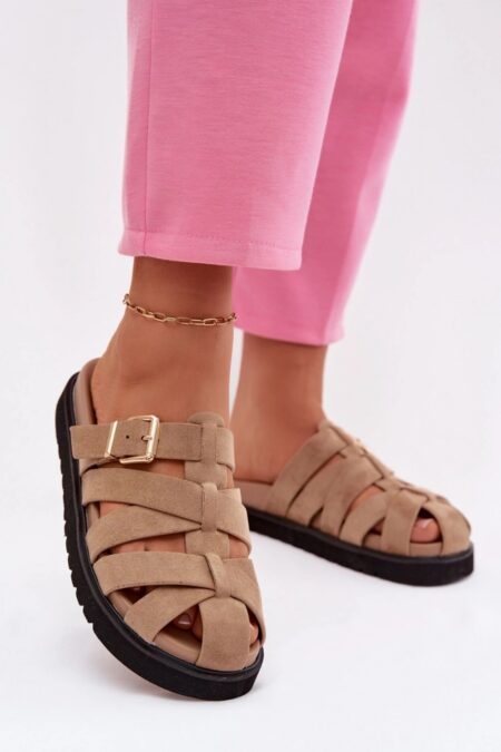 Sandał Klapki Model Roselisse MAN0383 Dark Beige - Step in style
