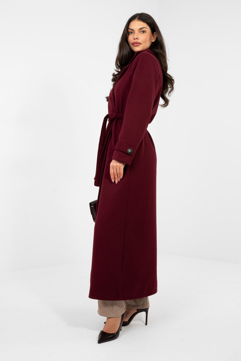 Płaszcz Damski Model IT-PL-97035.16 Dark Red - Factory Price - obrazek 2