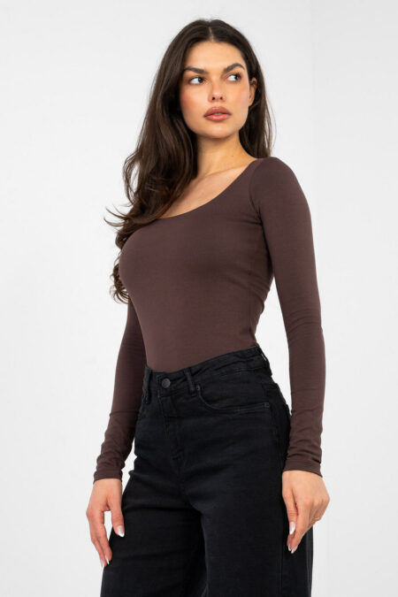 Bluzka Model RV-BZ-A1193.26 Dark Brown - Rue Paris