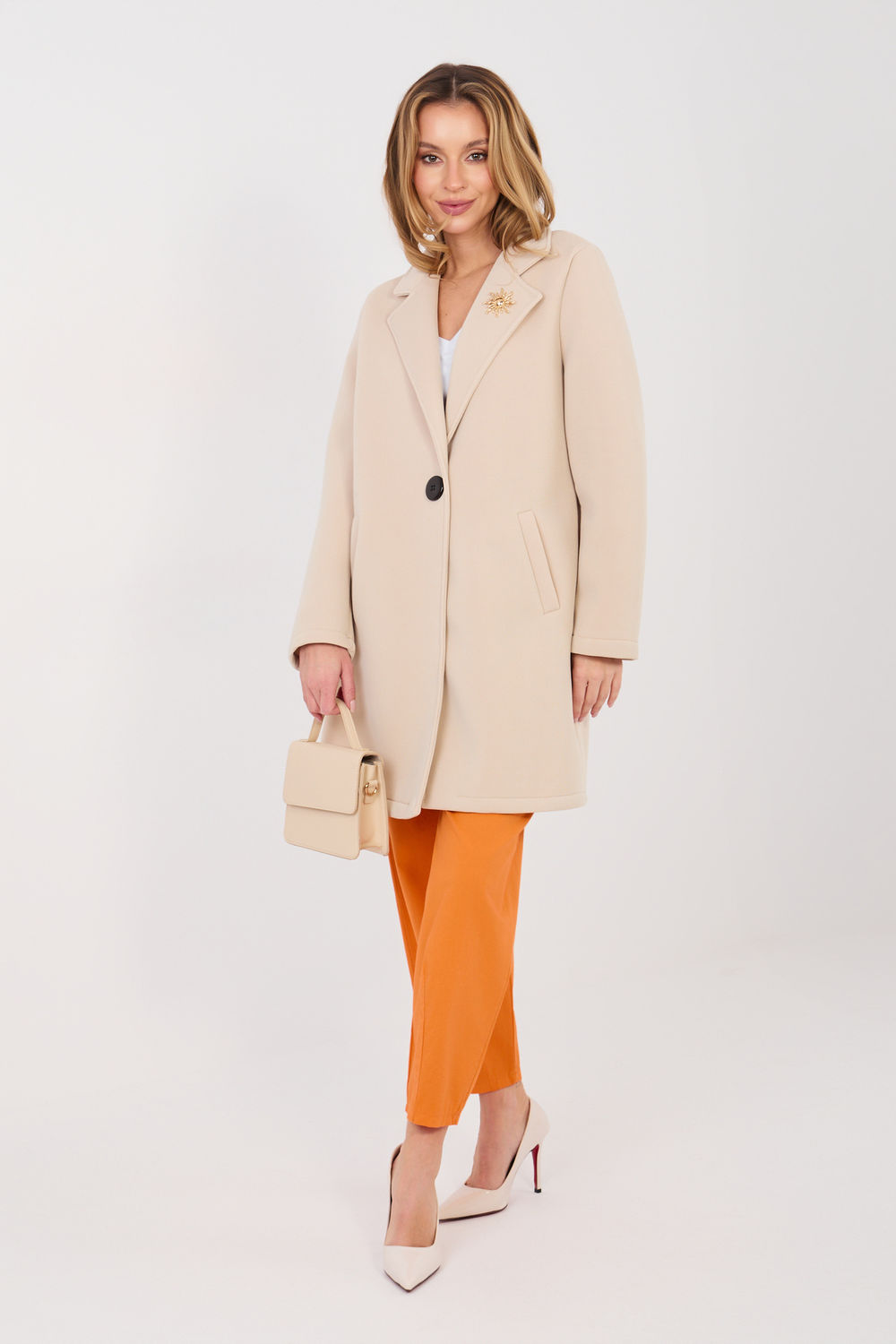 Płaszcz Damski Model IT-PL-FL8153-1.06 Beige - Rue Paris