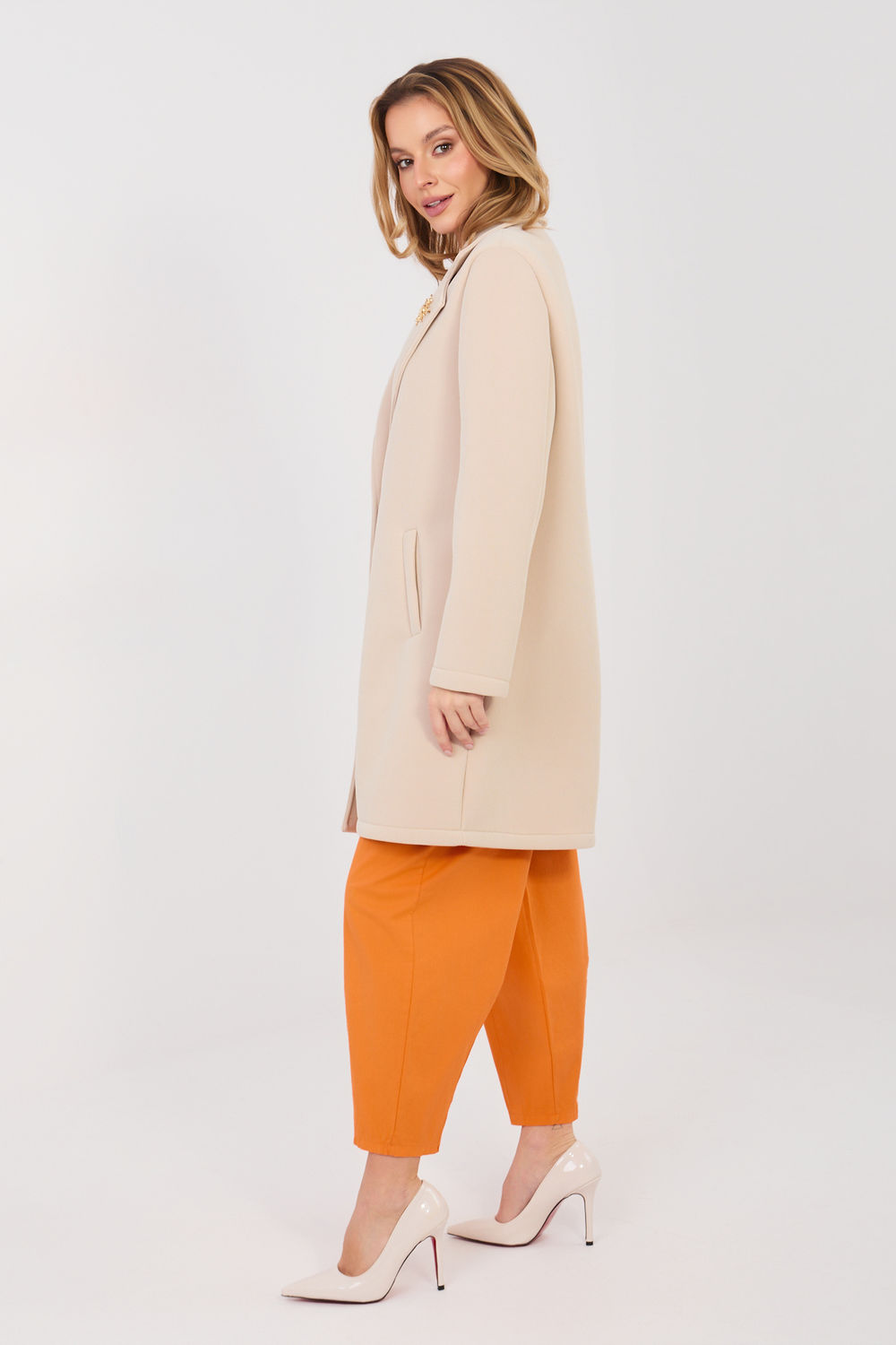 Płaszcz Damski Model IT-PL-FL8153-1.06 Beige - Rue Paris - obrazek 2