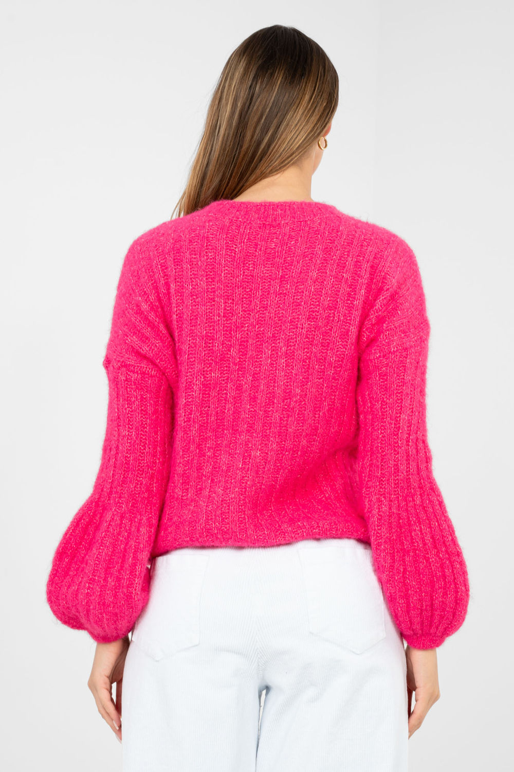 Sweter Damski Model MI-SW-9642.01 Fuksja - Italy Moda - obrazek 3