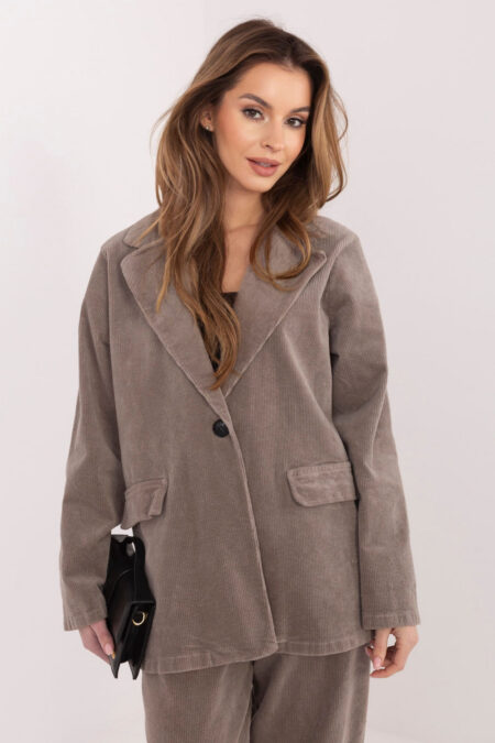 Marynarka Model IT-MA-FL9958.87 Dark Beige - Rue Paris