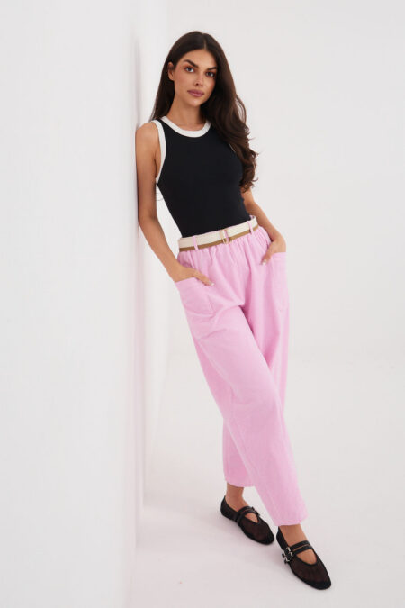 Spodnie damskie Model IT-SP-FL9665.78 Light Pink - Rue Paris