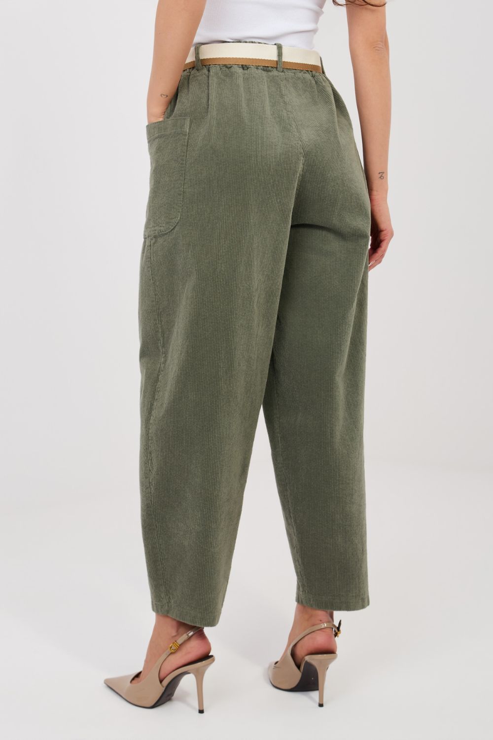 Spodnie Damskie Model IT-SP-FL9665.14 Khaki - Rue Paris - obrazek 4