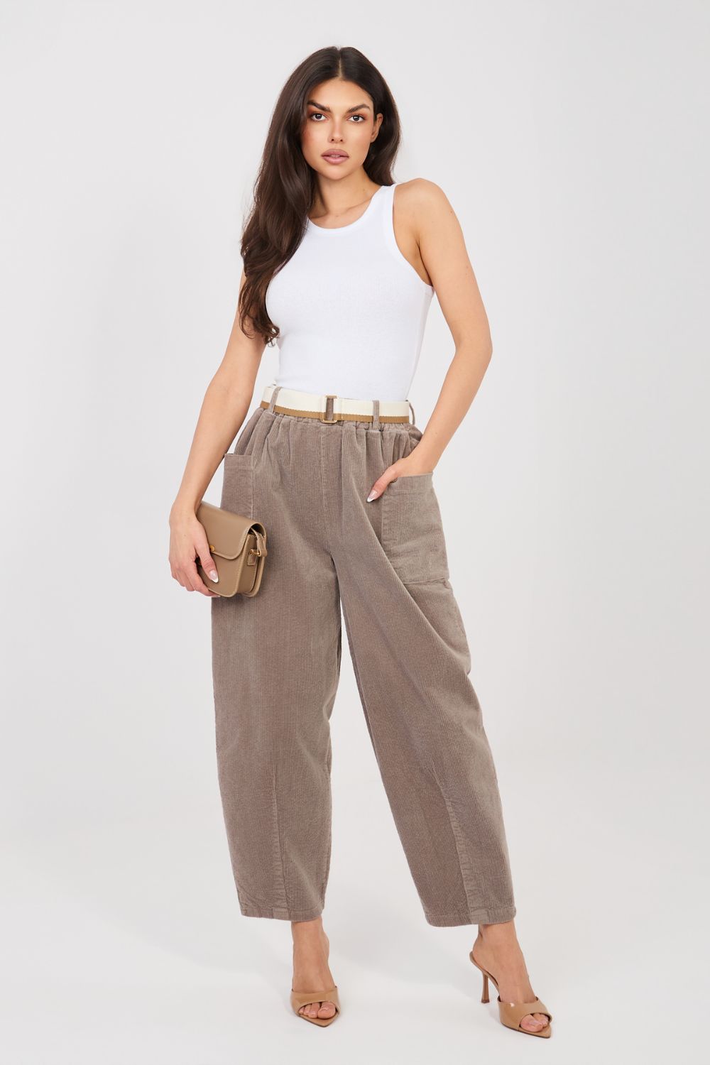 Spodnie Damskie Model IT-SP-FL9665.78 Dark Beige - Rue Paris - obrazek 3