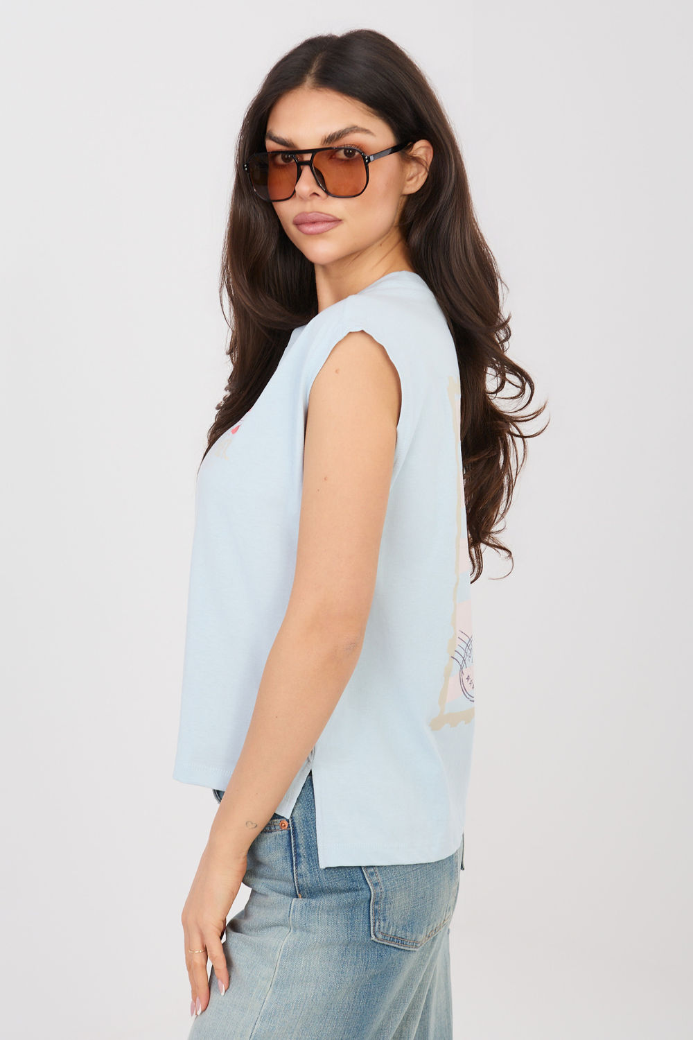 T-shirt Damski Model D12022M02769B Light Blue - Sublevel - obrazek 2