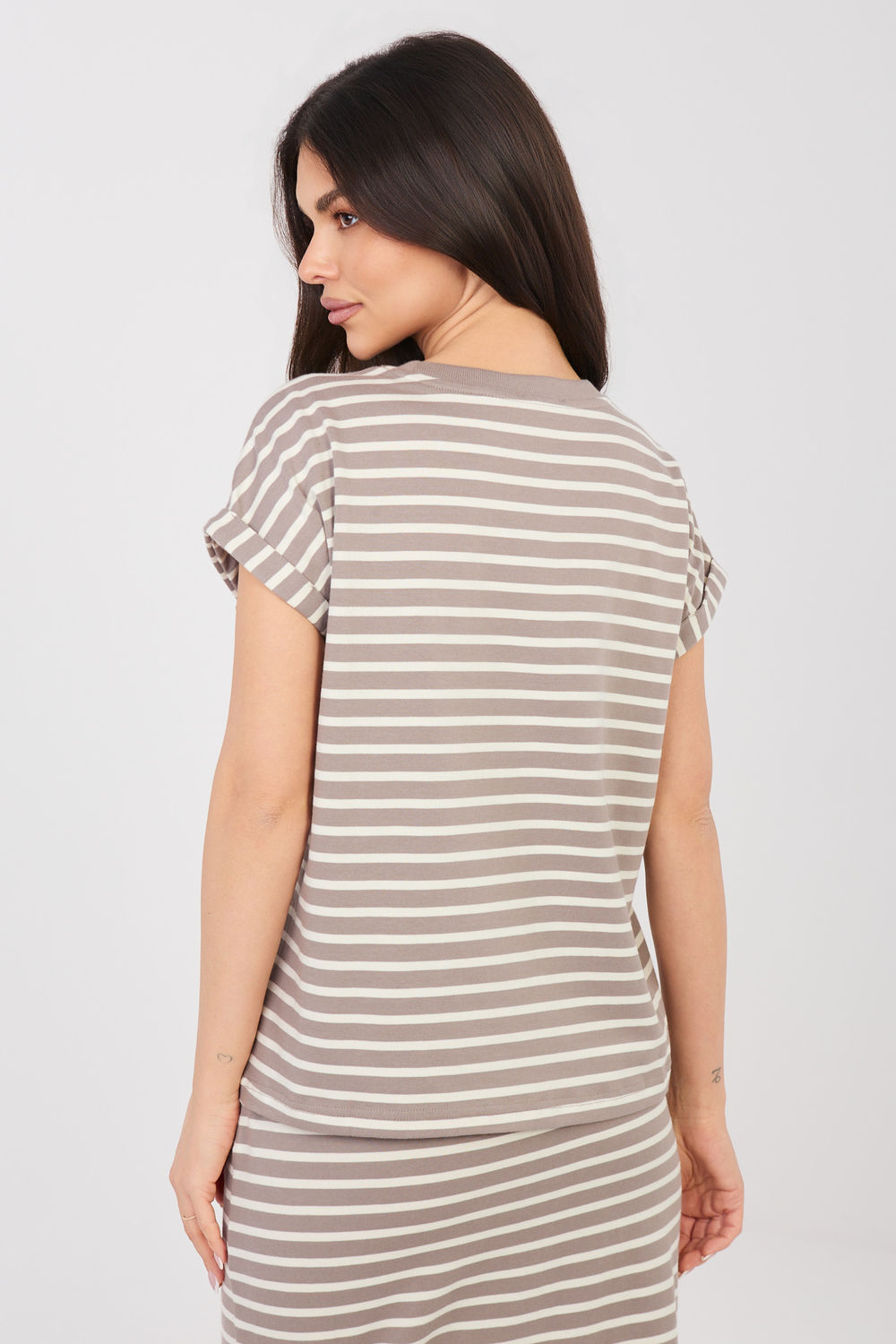 Tshirt Damski Model D12127M02858A Dark Beige - Sublevel - obrazek 3