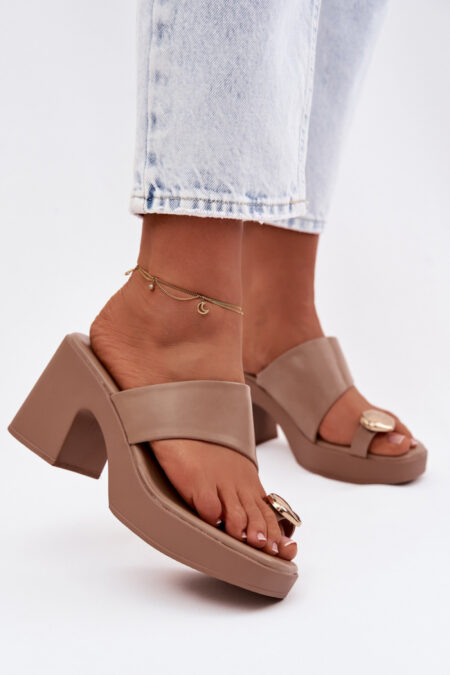 Sandał Klapki Model Sinora YL5050 Dark Beige - Step in style