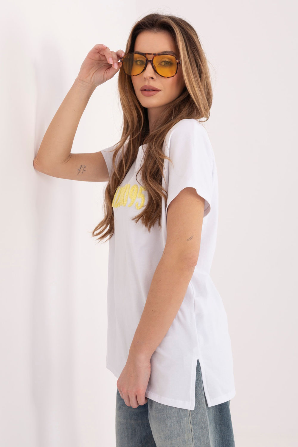 Tshirt Damski Model RV-TS-A1206.84 White/Yellow - Relevance - obrazek 4