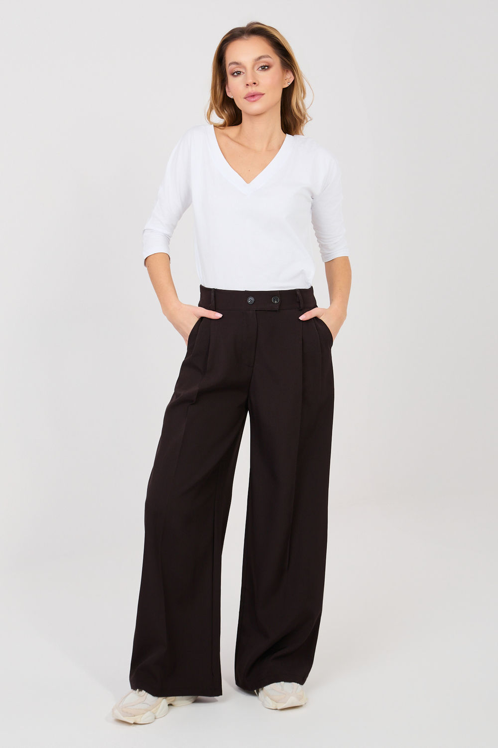 Spodnie Damskie Model IT-SP-FL9020-1.69 Dark Brown - Rue Paris - obrazek 2