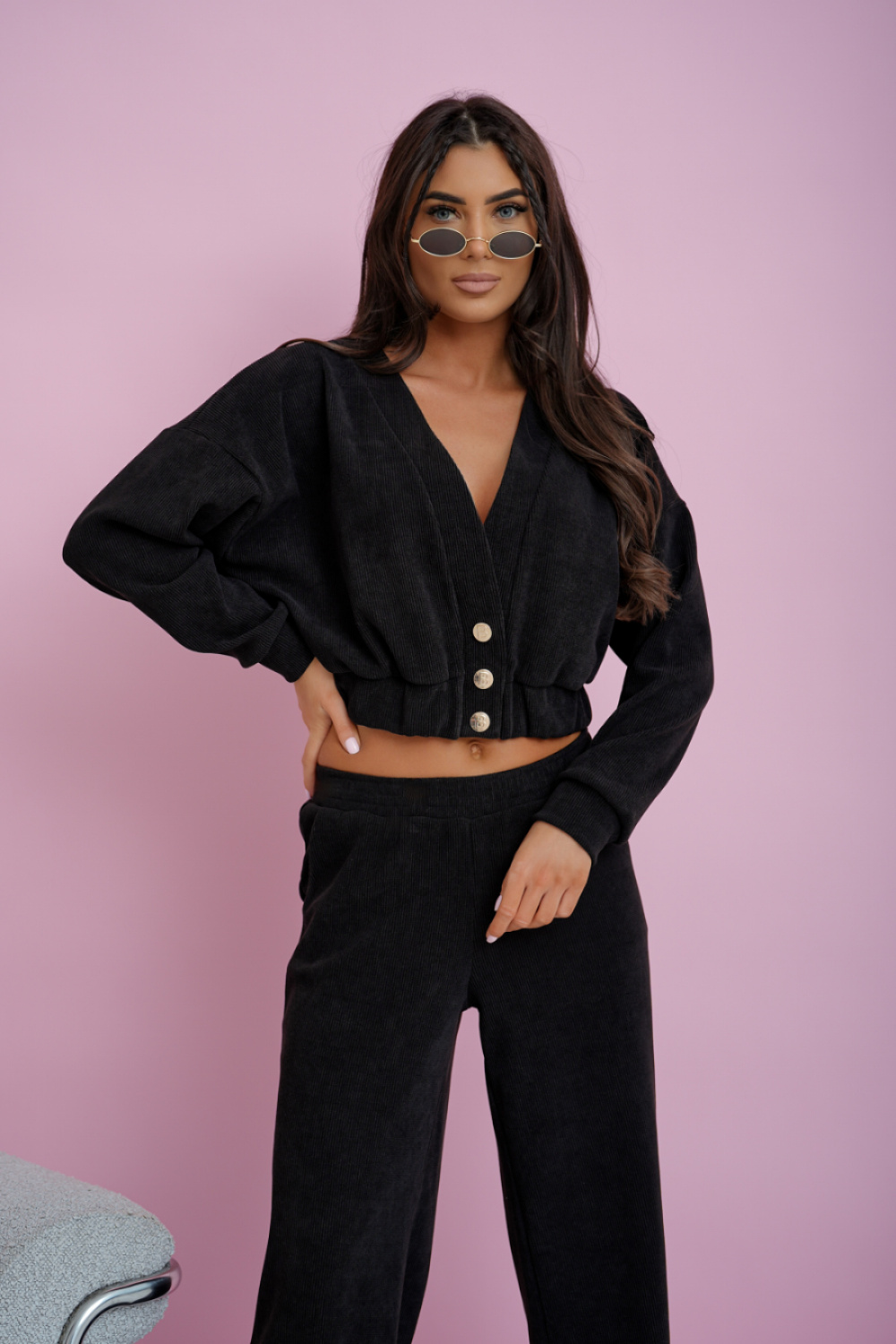 Spodnie Komplet Model Meggi Sztruks 518030102 Black - LaBalancia - obrazek 2