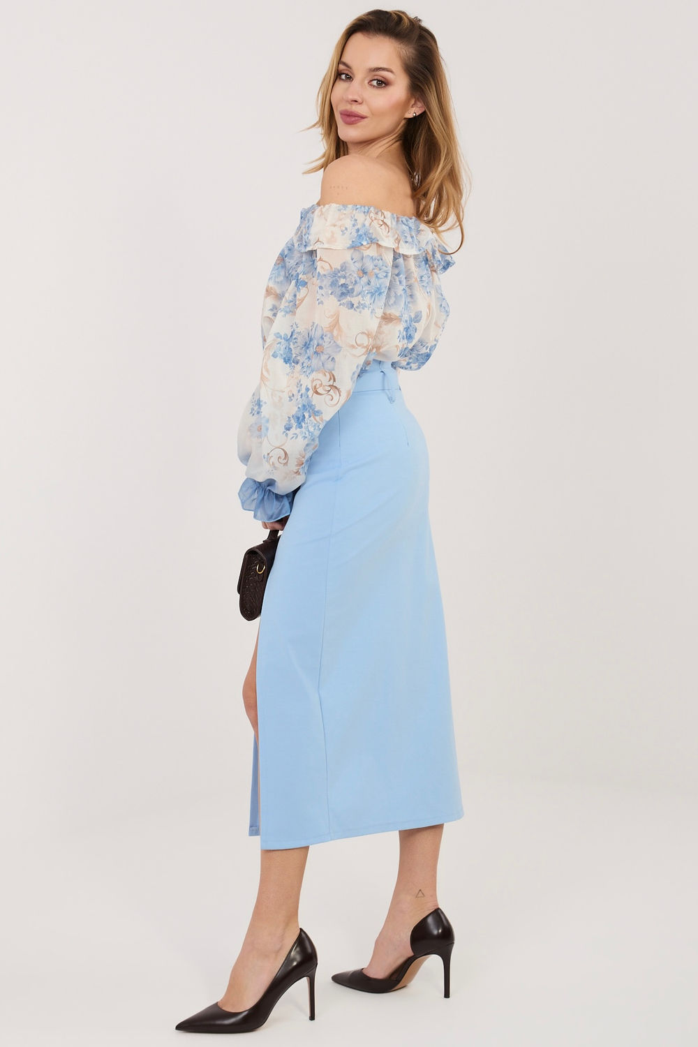 Spódnica Model IT-SD-FL7393-1.16 Light Blue - Rue Paris - obrazek 2