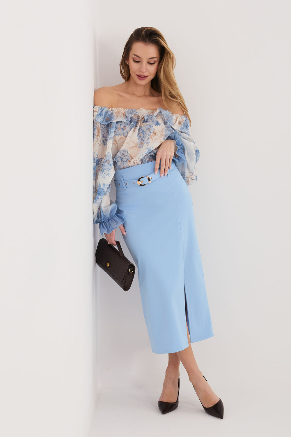 Spódnica Model IT-SD-FL7393-1.16 Light Blue - Rue Paris - obrazek 3