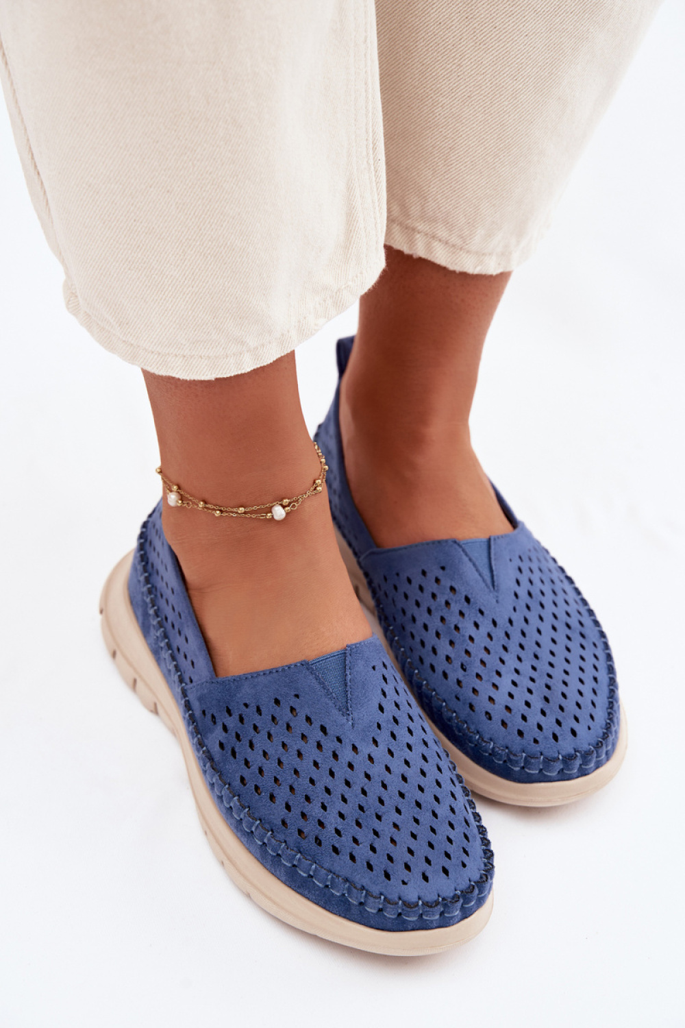 Mokasyny Model Sergio Leone MK099H Blue - Step in style - obrazek 3