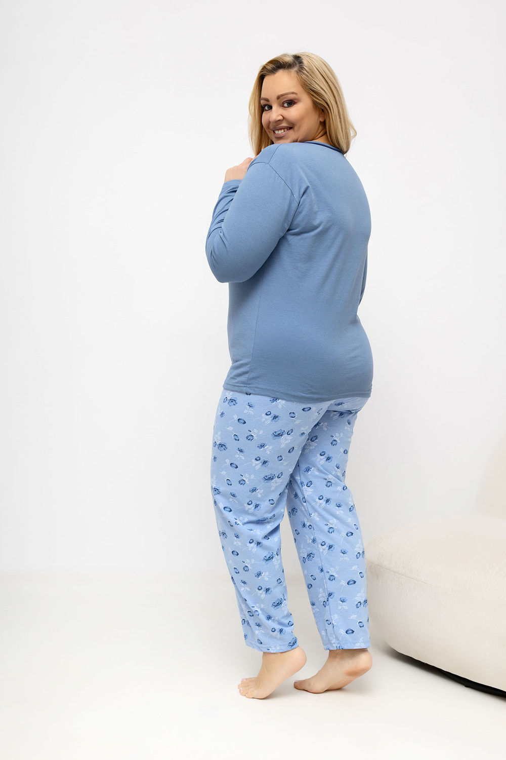 Piżama Damska Plus Size Model DU-PI-FP-510.13 Blue - Forever Pink - obrazek 3