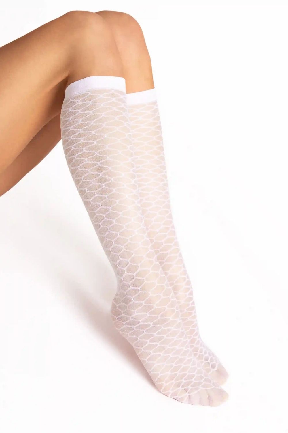 Podkolanówki Model Darlita 20 White - Fiore - obrazek 2