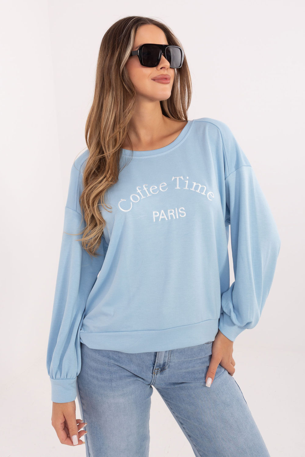 Bluza Damska Model RV-BL-A1220.11 Light Blue - Rue Paris - obrazek 4