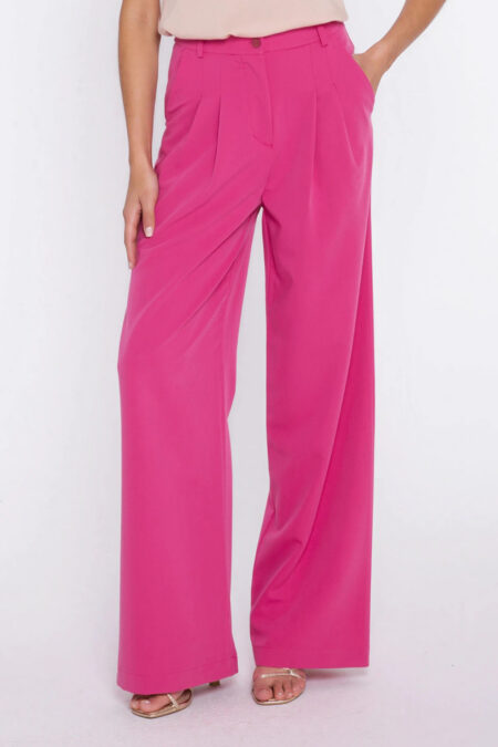 Spodnie z zakładkami wide leg SD138 Pink - Nife