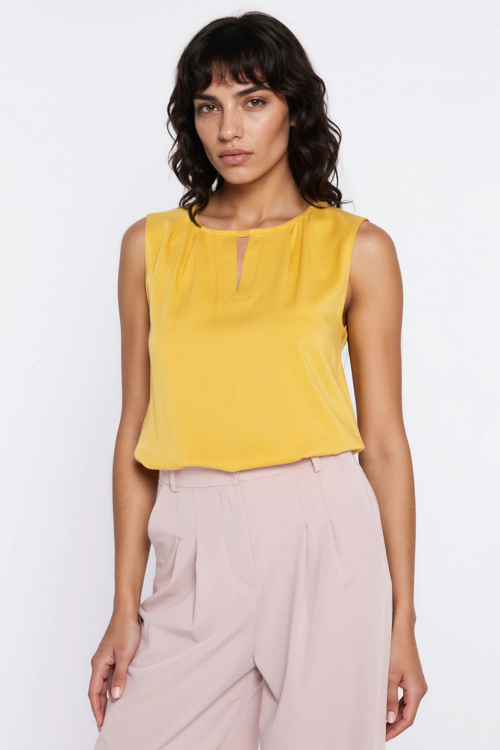 Bluzka z ozdobnym dekoltem B225 Yellow - Nife - obrazek 4
