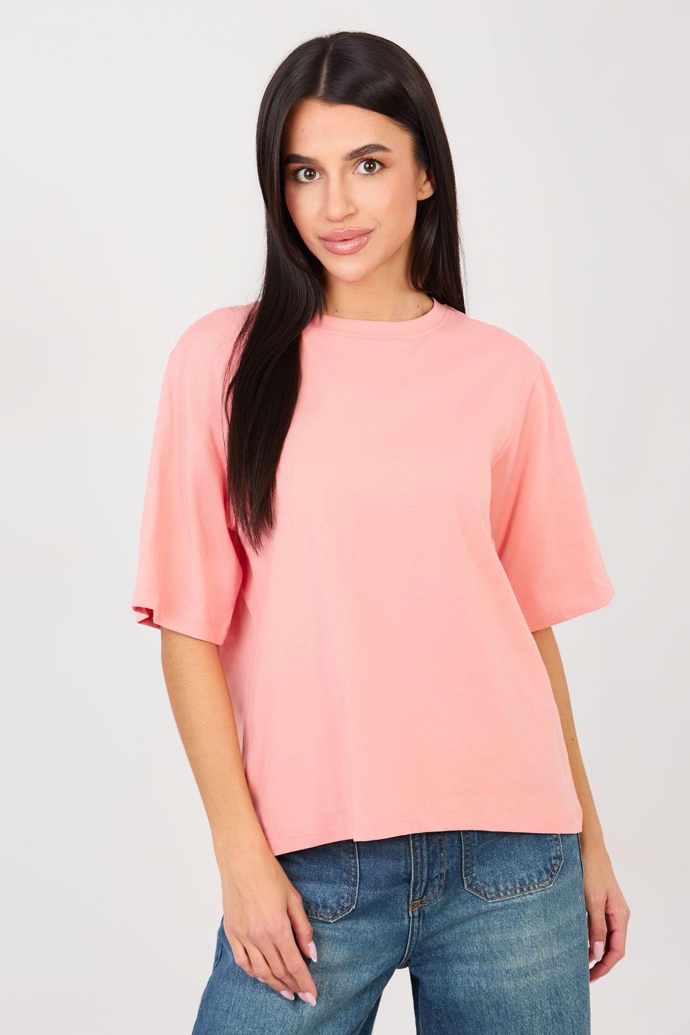 Tshirt Damski Model RV-TS-A1089.87 Brzoskwinia - Rue Paris