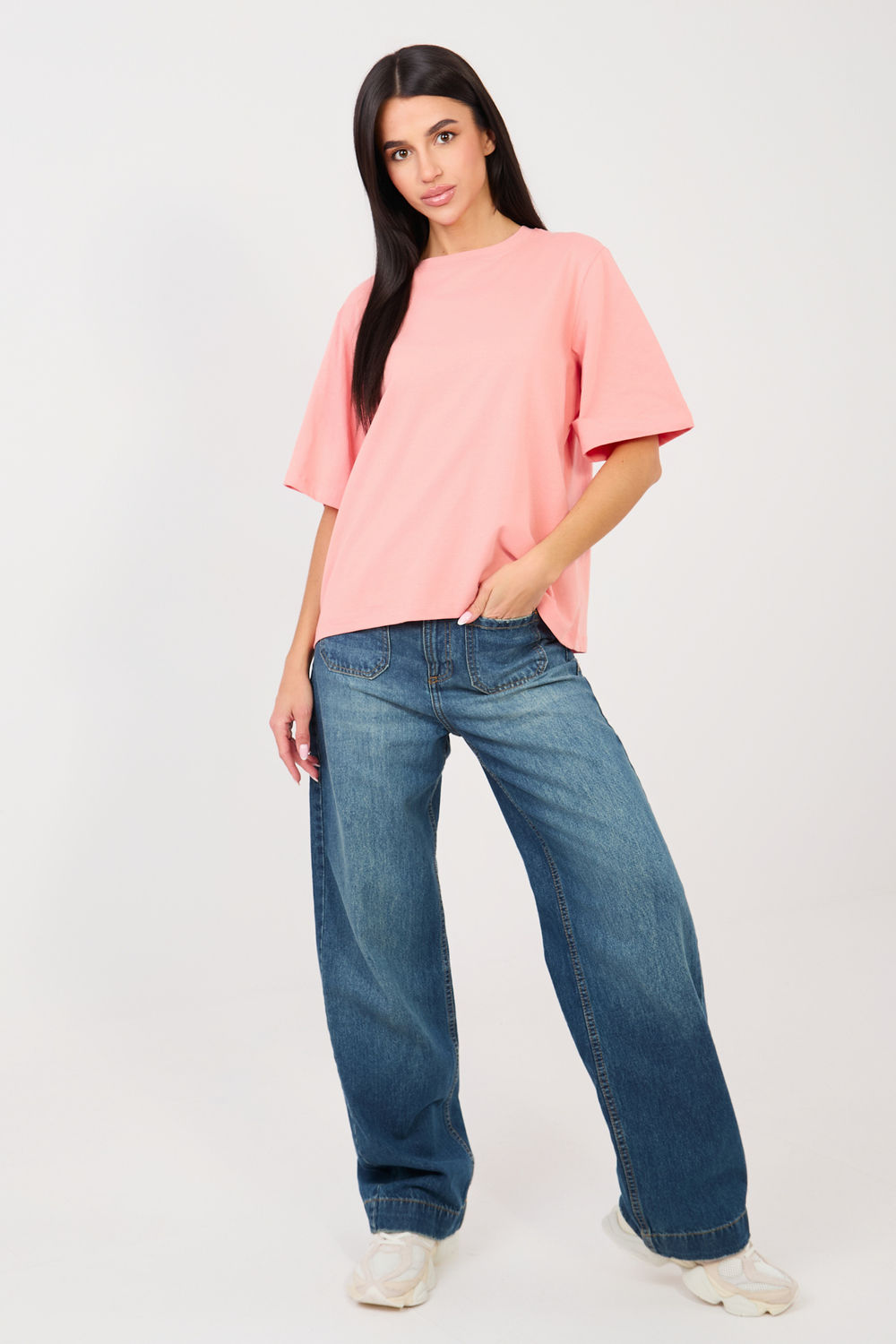 Tshirt Damski Model RV-TS-A1089.87 Brzoskwinia - Rue Paris - obrazek 2