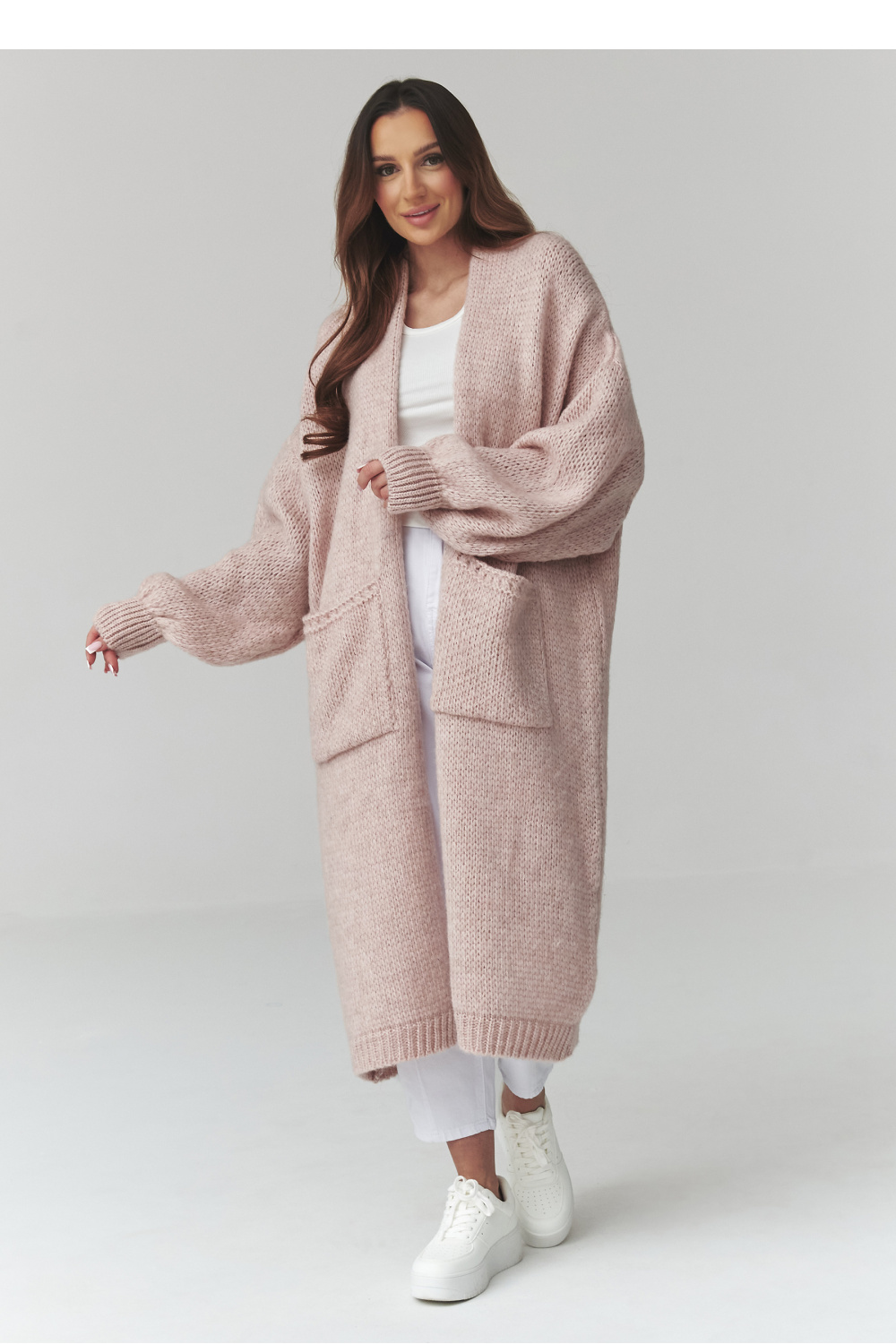 Sweter Kardigan Model S172 Dirty Pink - Makadamia - obrazek 2