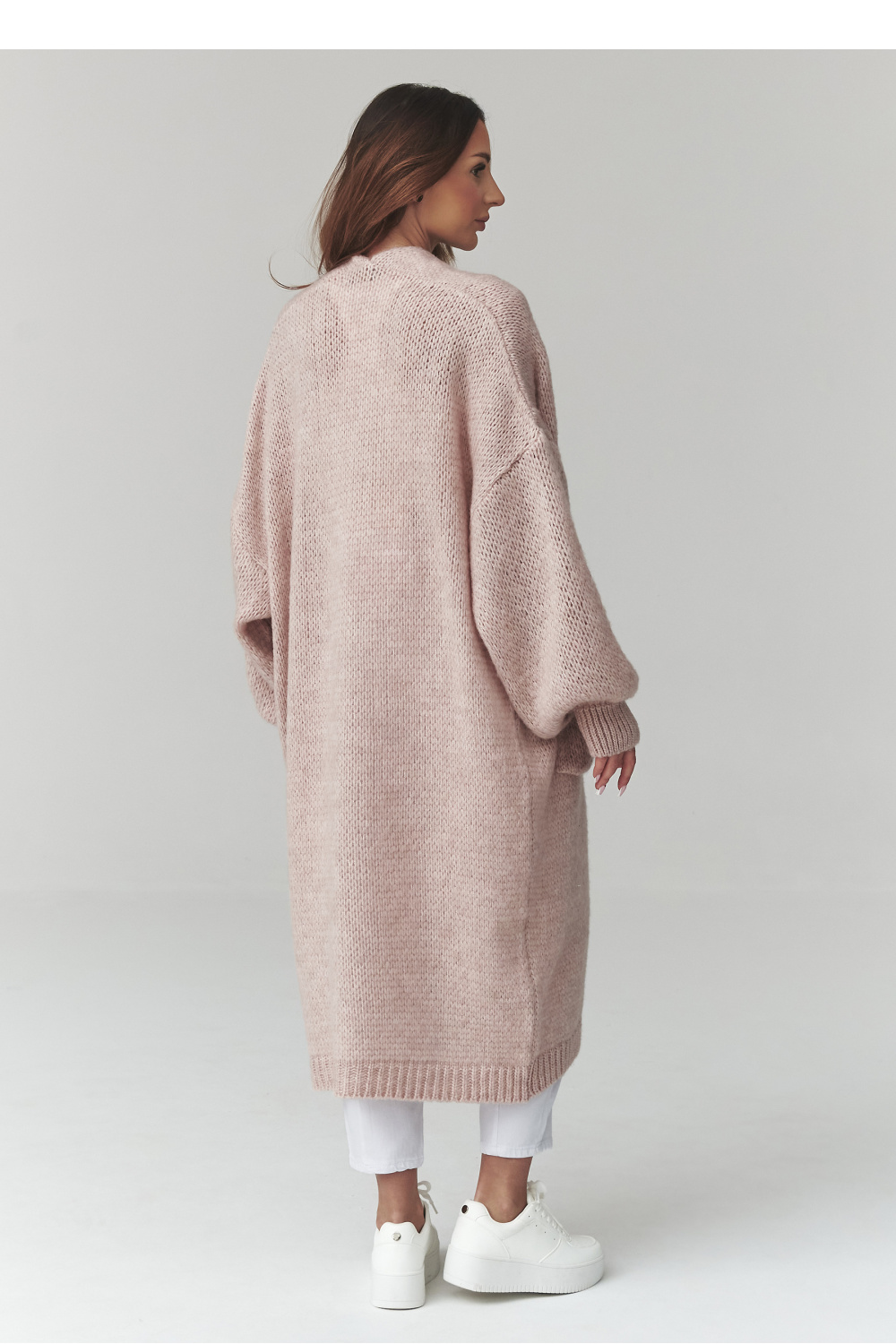 Sweter Kardigan Model S172 Dirty Pink - Makadamia - obrazek 3