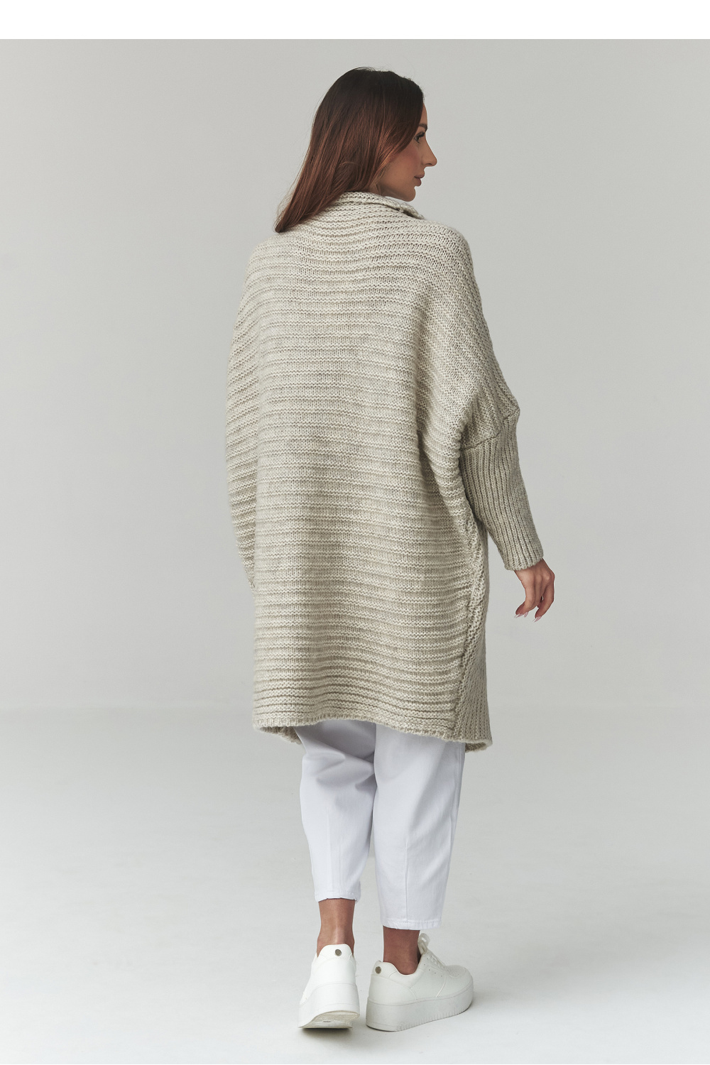 Sweter Kardigan Model S173 Light Grey - Makadamia - obrazek 3