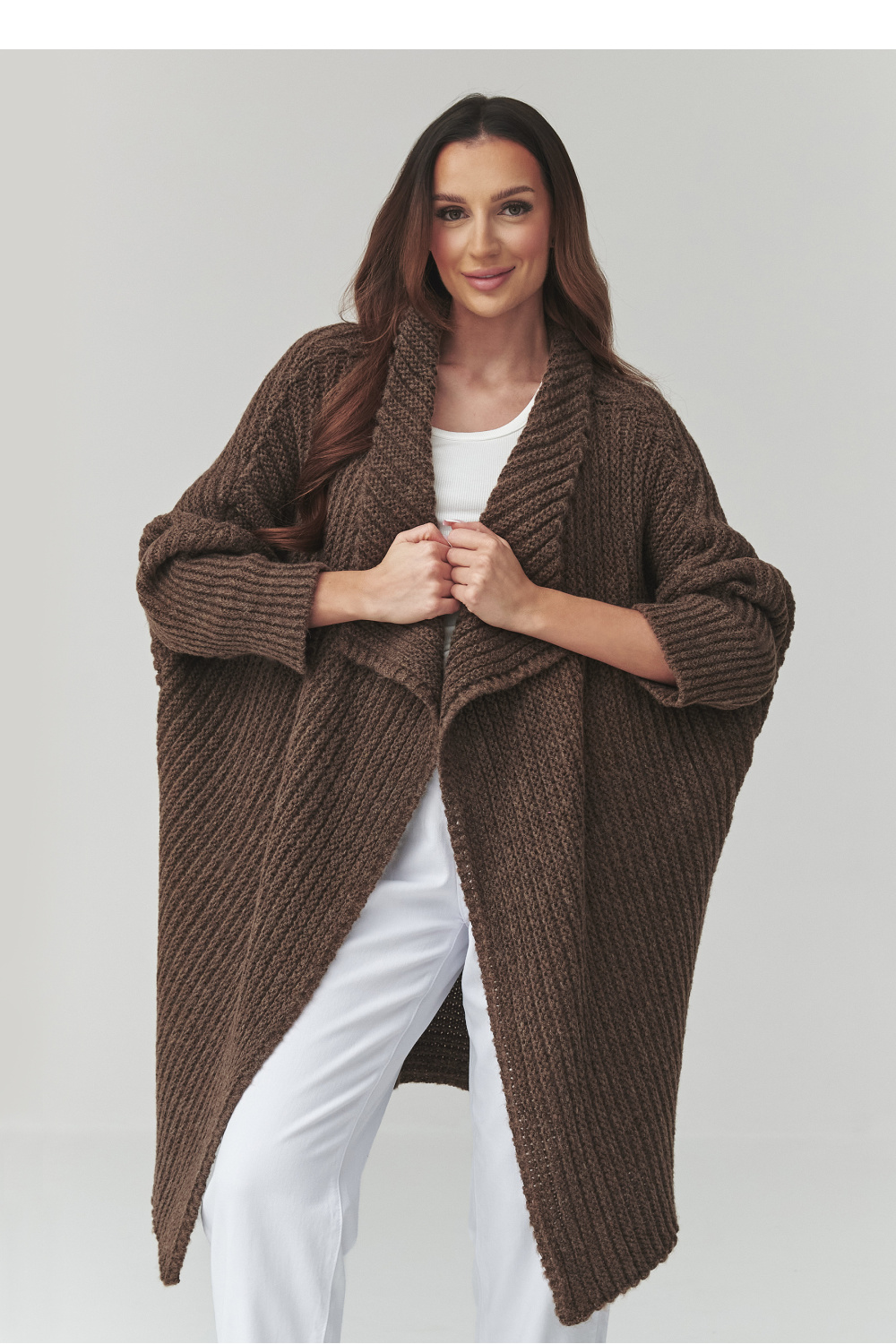 Sweter Kardigan Model S173 Czekolada - Makadamia