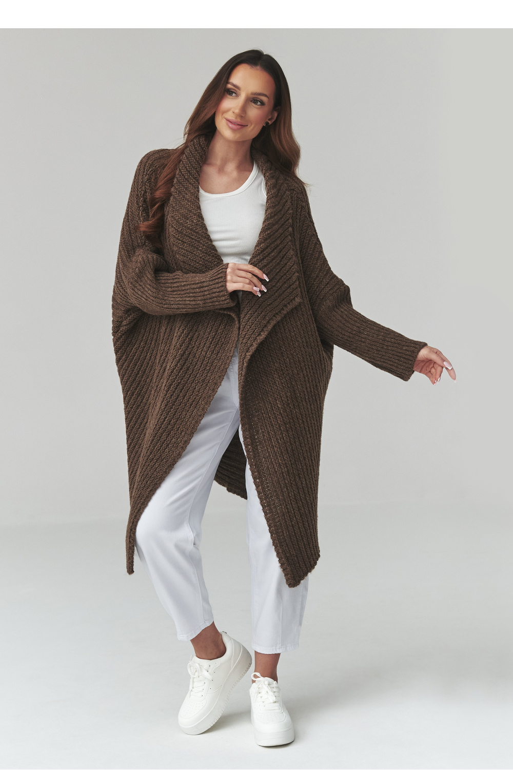 Sweter Kardigan Model S173 Czekolada - Makadamia - obrazek 2