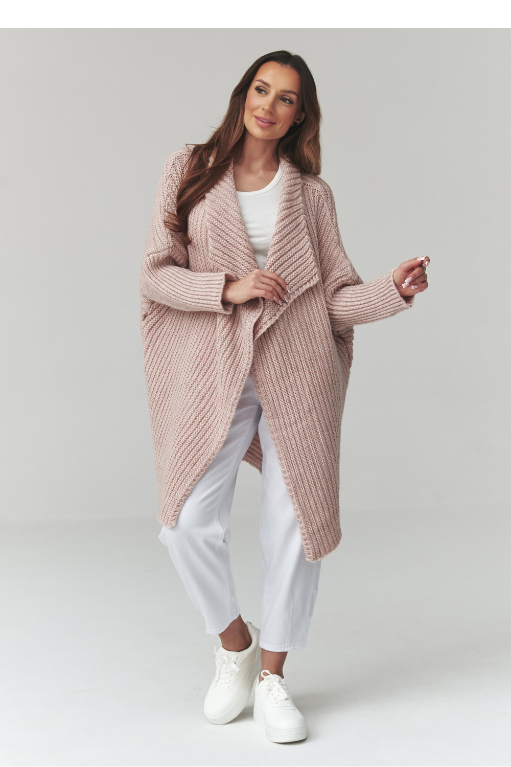 Sweter Kardigan Model S173 Dirty Pink - Makadamia - obrazek 2