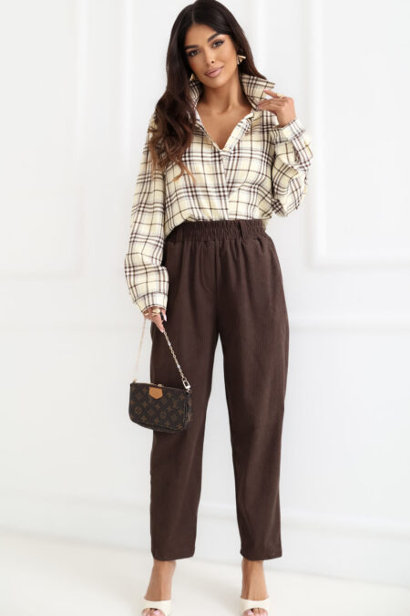 Spodnie Damskie Model RV-SP-A1311.60 Dark Brown - Rue Paris