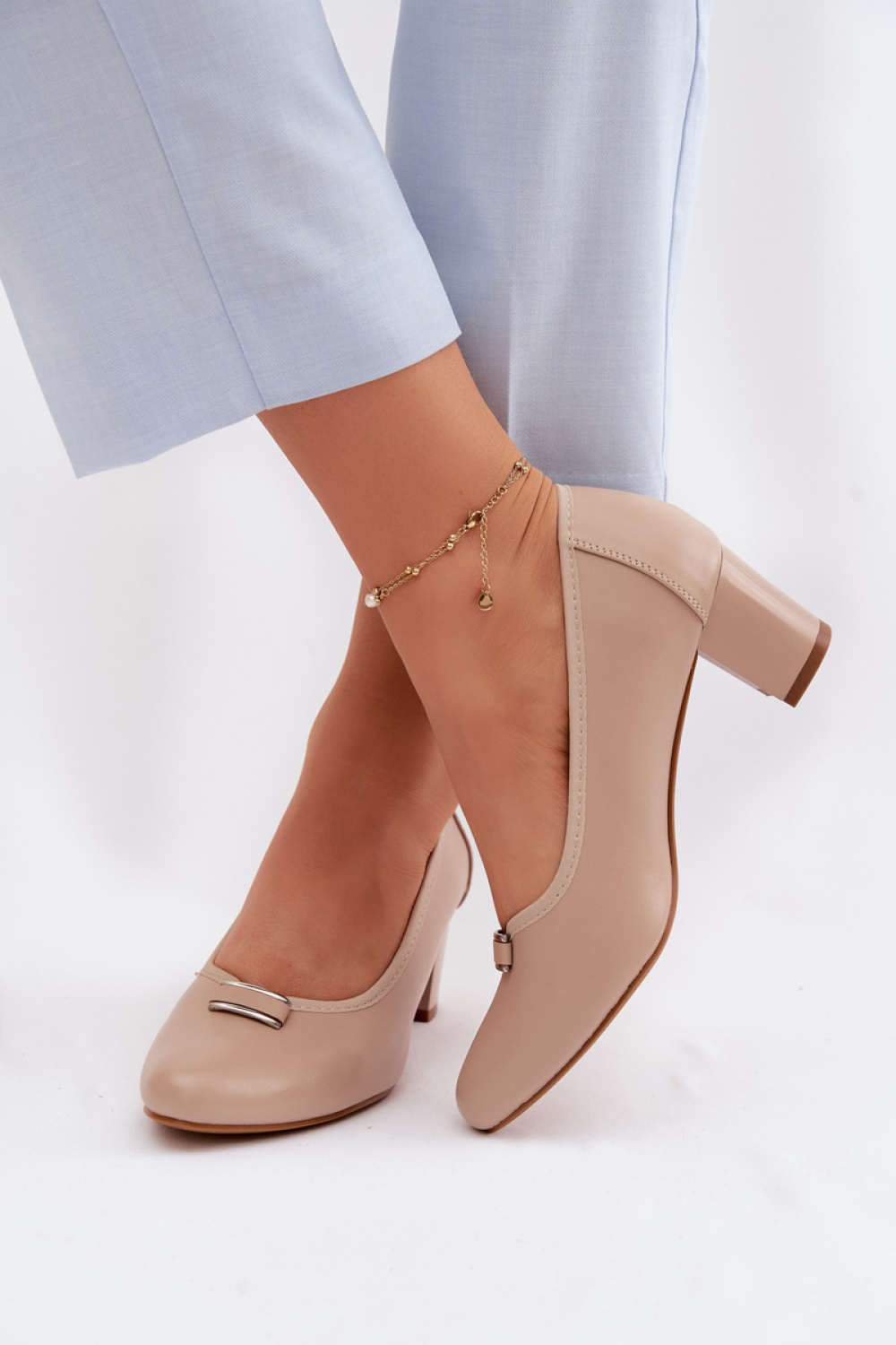 Czółenka Model Vinceza 58622 Beige - Step in style - obrazek 3